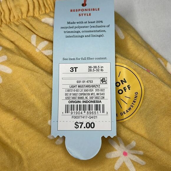 Cat & Jack Light Mustard Daisy print Scooter Skirt Size 3T - Picture 4 of 5